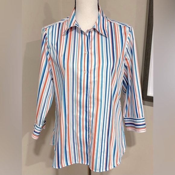 Foxcroft For Appleseed’s Womens Wrinkle Free Shaped Button Down Shirt - Picture 1 of 7